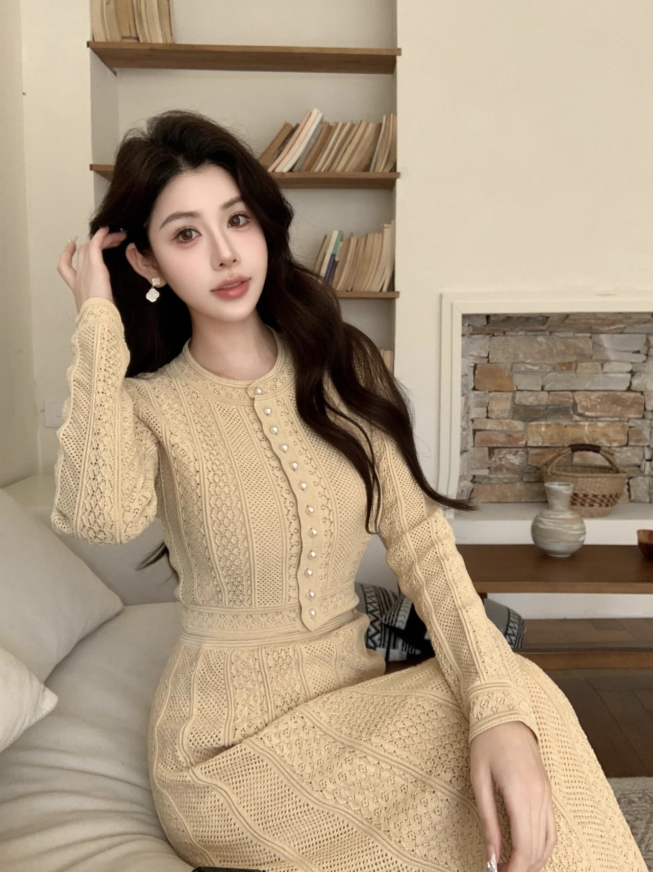 矜贵 히로인 2026 프랑스식 털 셔츠 반신 스커트 패션 세트 여성 천 골드 명문 여성 바람 투피스 세트 상세 이미지 23