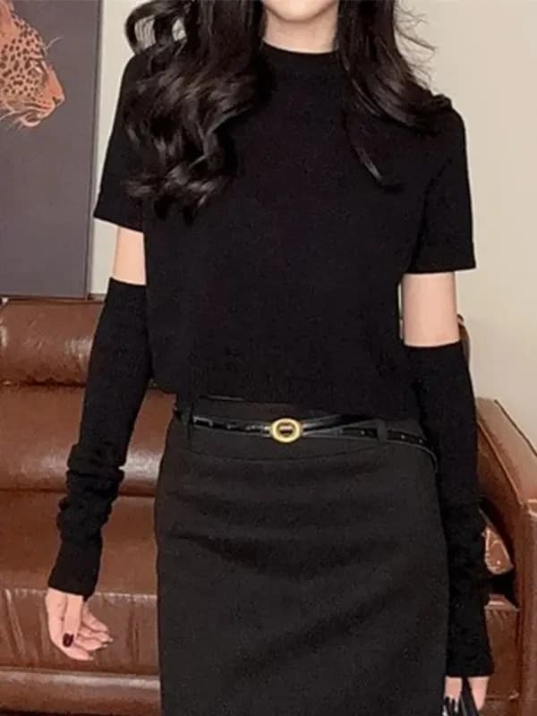 한 부서 캐주얼 바람 여성 라운드 넥 단색 스웨터 맨위 자이언트 잘 생긴 ~ 중 이른 가을 새로운 외국 가스 니트 스웨터 이미지 3