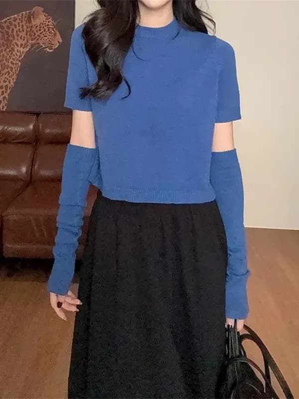 한 부서 캐주얼 바람 여성 라운드 넥 단색 스웨터 맨위 자이언트 잘 생긴 ~ 중 이른 가을 새로운 외국 가스 니트 스웨터 상세 이미지 6