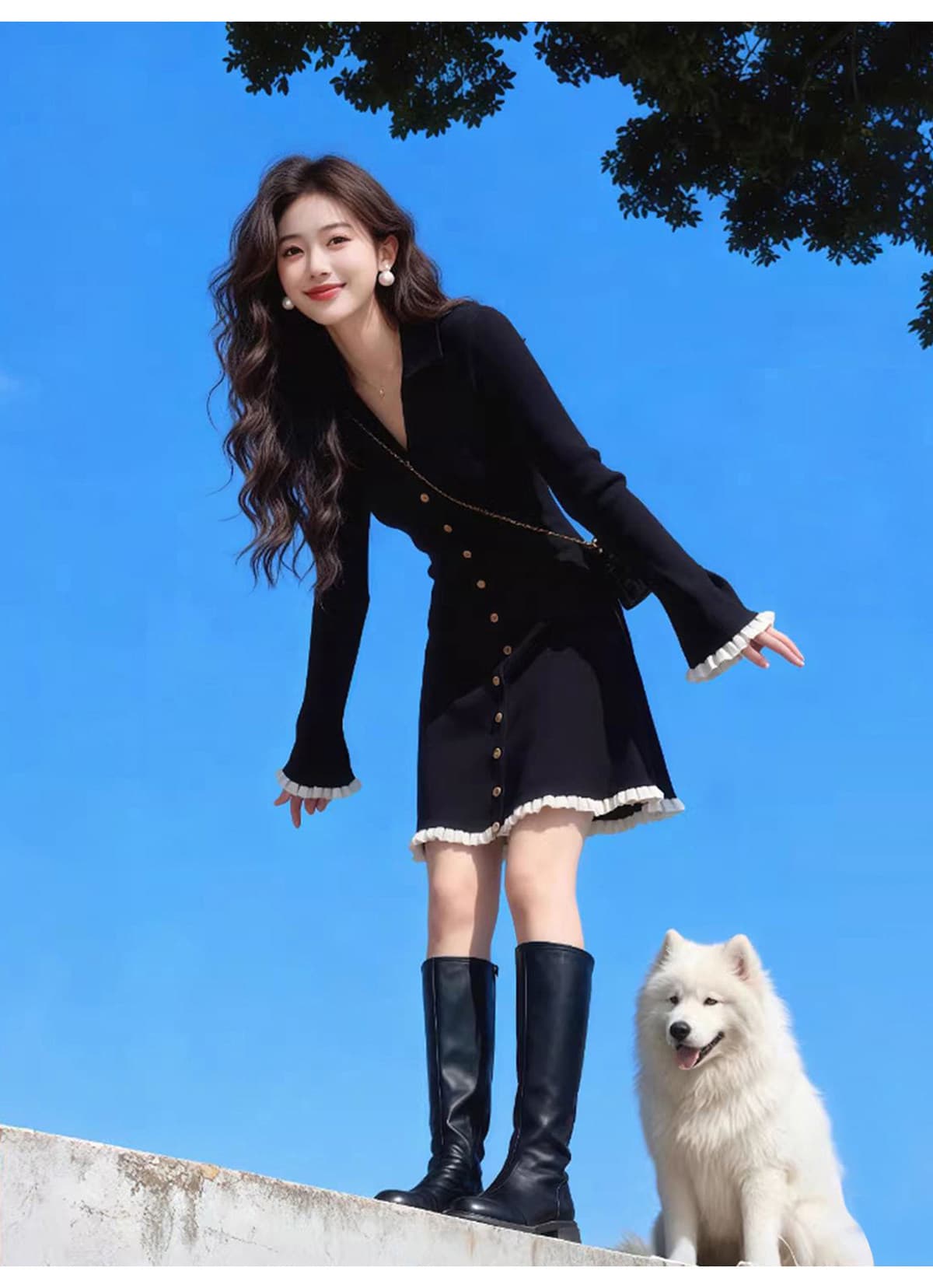 한국 작은 키 허리 수축 슬림해 보이는 니트 여성 드레스 가을 겨울 슈퍼 잘 생긴 품격 인사이드 가져 가라. 예쁜 스웨터 미니 스커트 상세 이미지 8