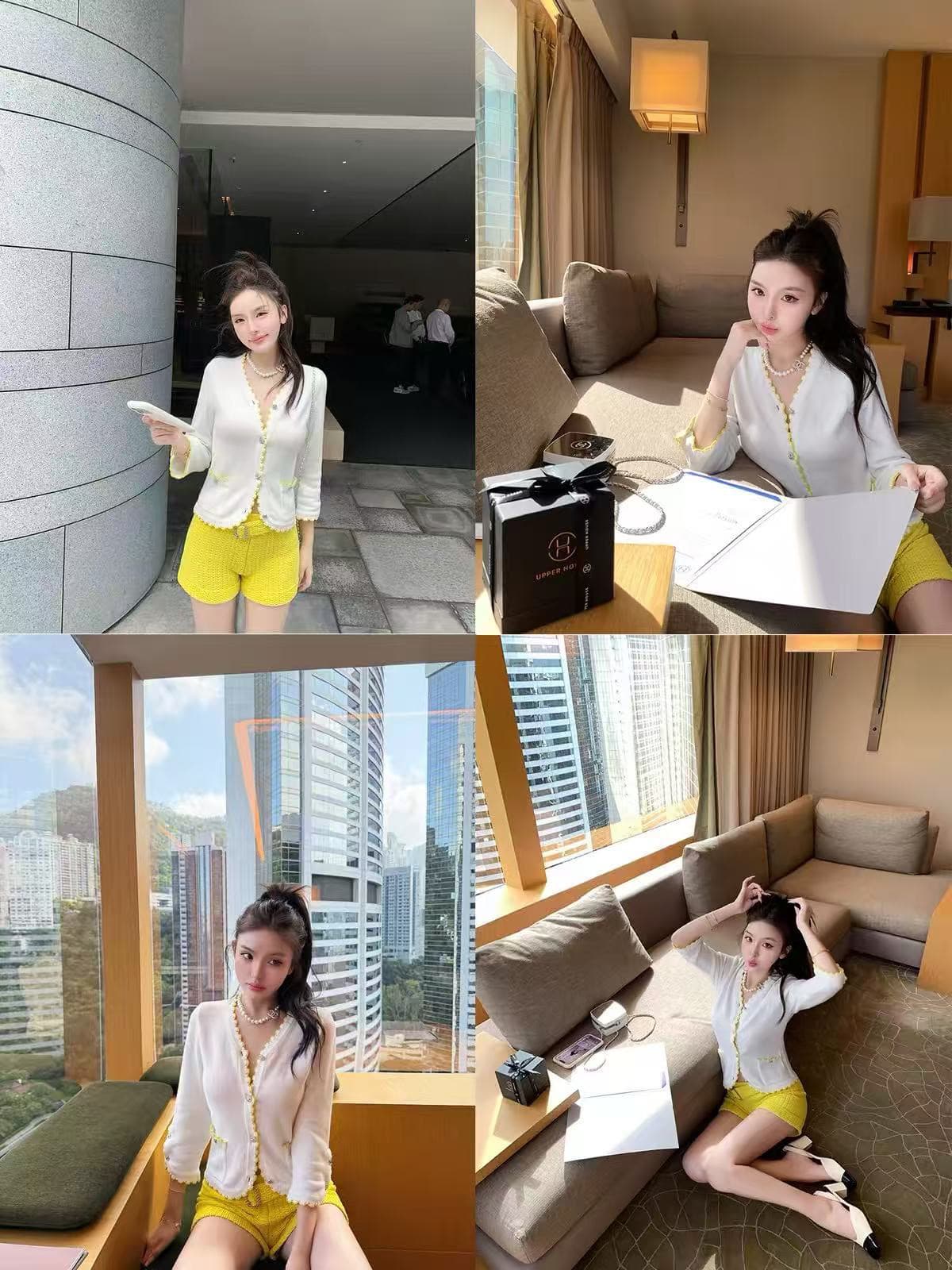 oyff 어디서? 어디서? 와라. 싱글 레몬 화이트 물결무늬 편지 양모 혼방 샤오시엔 니트 오픈 가디건 여성 배색 레이스 맨위 상세 이미지 4