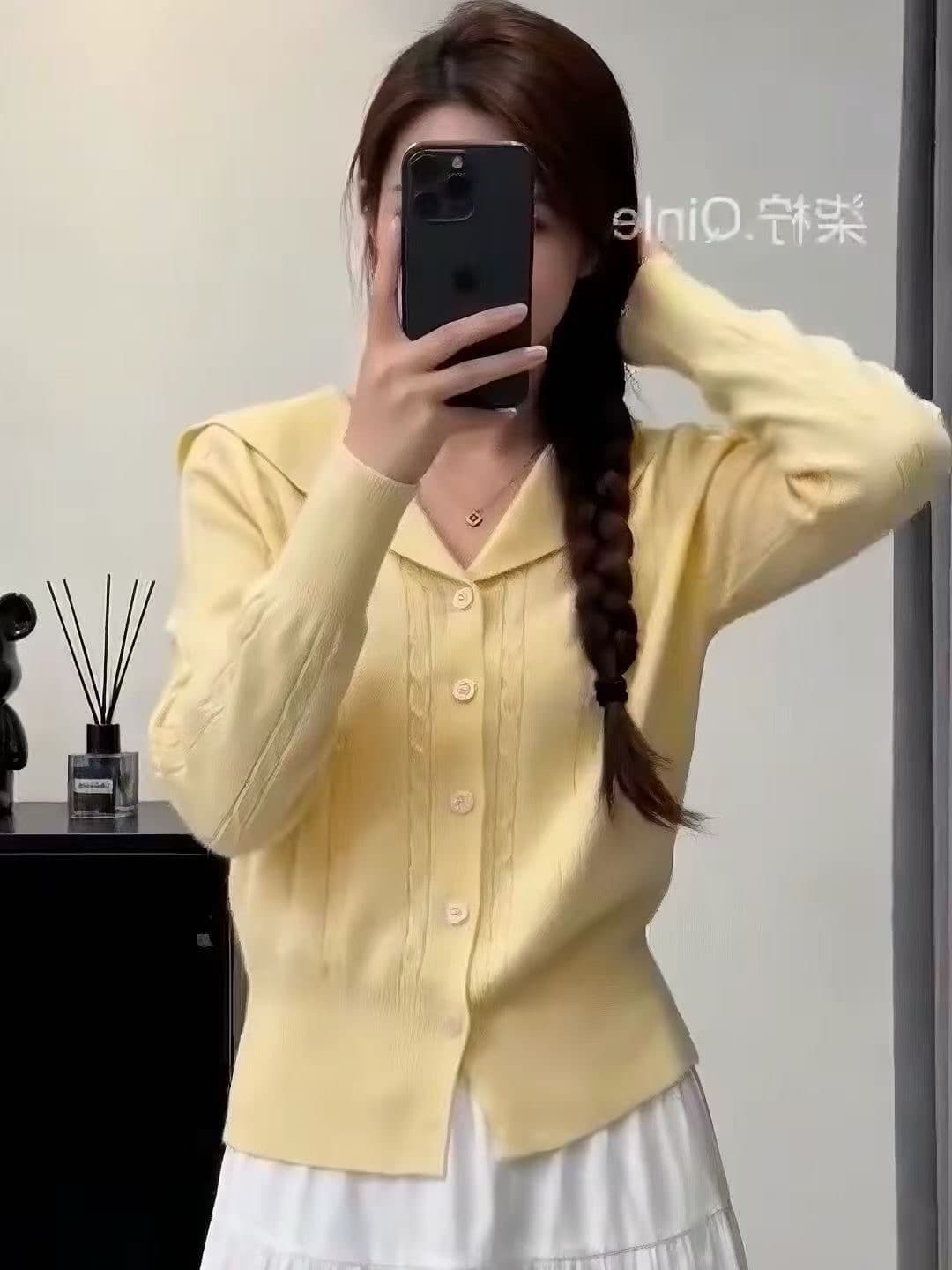 한 부서 느긋한 바람 패션 루즈핏 새로운 싱글 줄 버튼 니트 해군 리더쉽 착용 몸매 가꾸기 긴팔 스웨터 니트 스웨터 상세 이미지 10