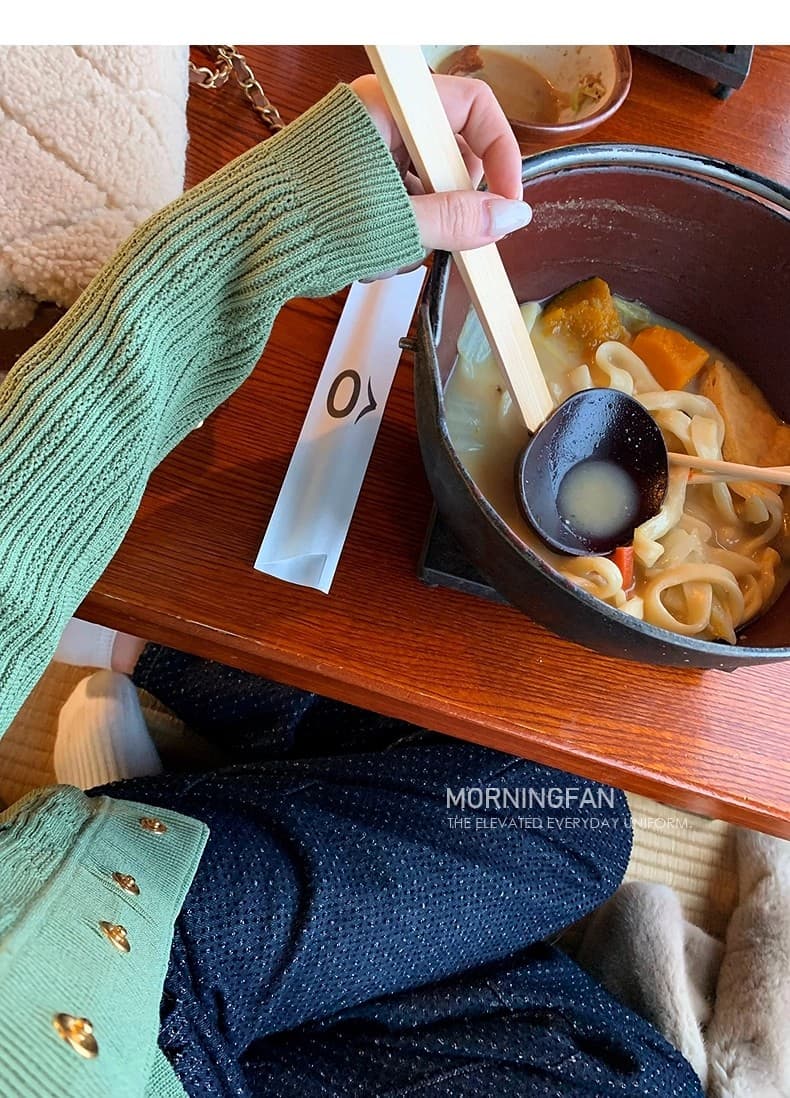 안녕하세요. 팬 팬 사자 머리 골드 버클 니트 카디건 코트 조끼 타이트 스커트 반신 스커트 여성 가을 3종 세트 상세 이미지 26