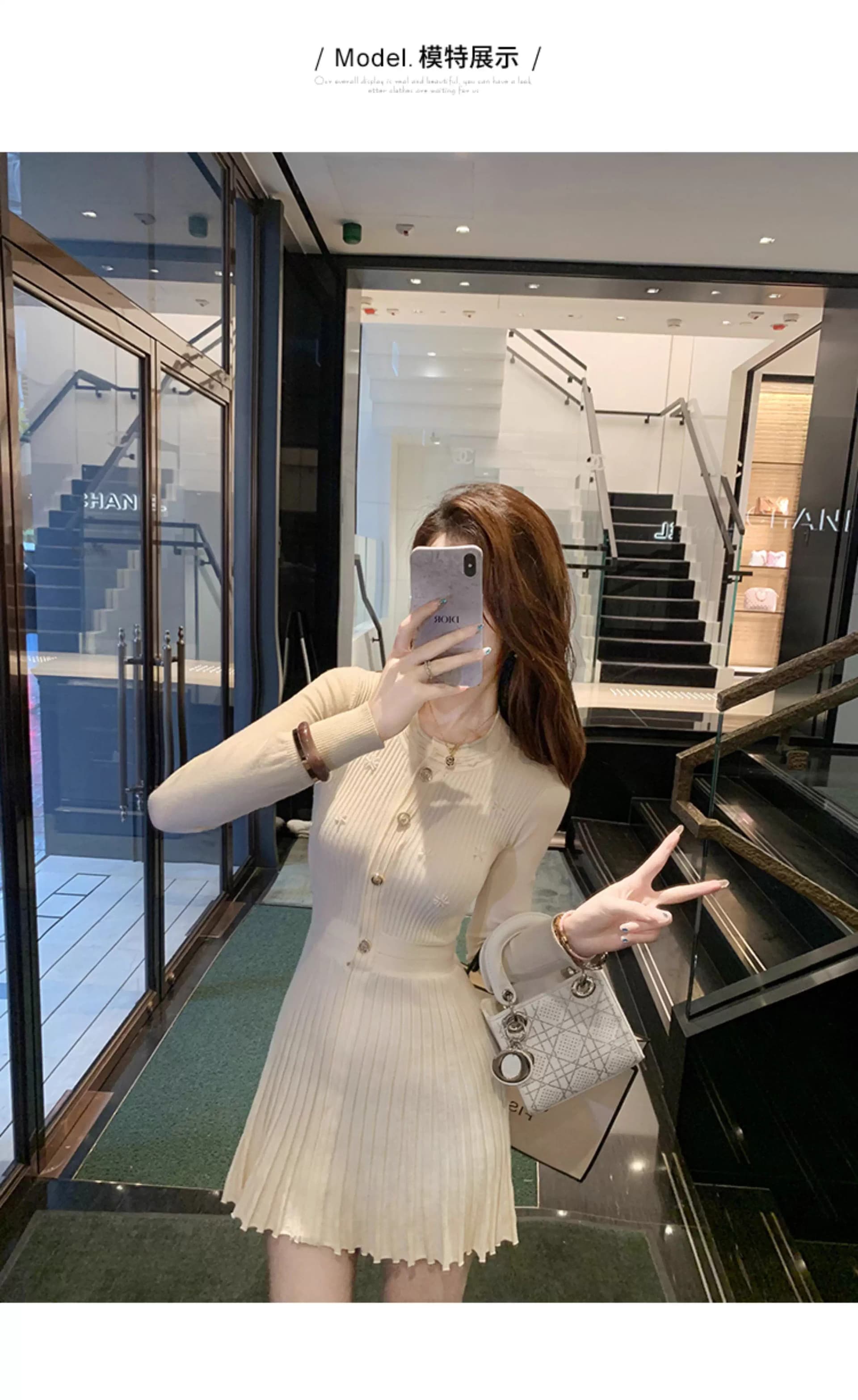 물고기 토끼 ~ 중 토끼 프랑스식 니트 여성 드레스 가을 겨울 새로운 인사이드 가져 가라. 플리츠 스커트 스웨터 바지 스커트 상세 이미지 1