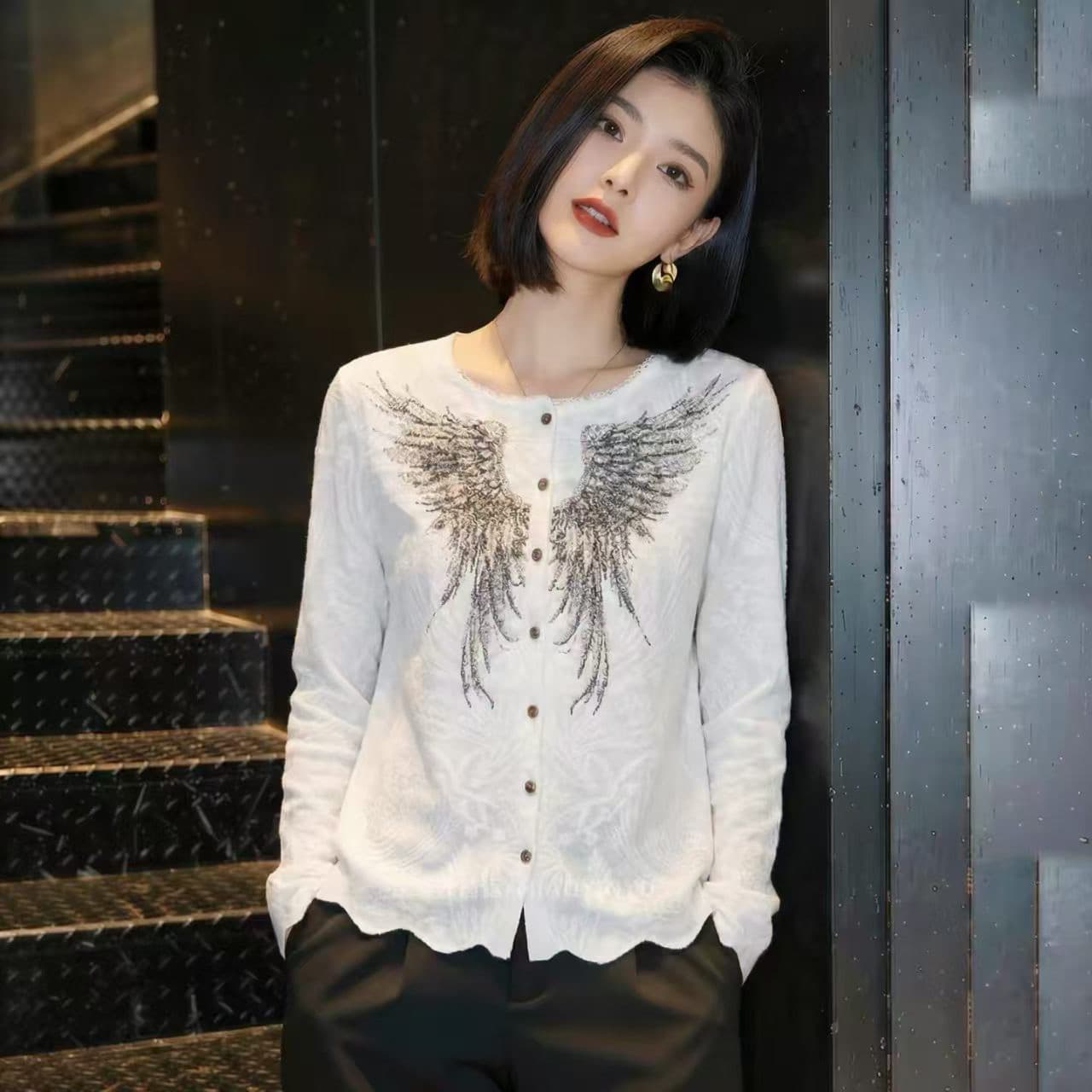 2026 가을 새로운 잘 생긴 캐주얼 작은 대중 다용도 패션 핫픽스 윙 얇고 가벼운 니트 오픈 가디건 여성 상세 이미지 7