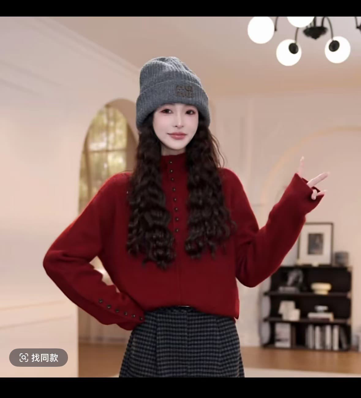 고급 센스 반하이넥 니트 스웨터 여성 가을 겨울철 새로운 빅 사이즈 지방 mm 슬림해 보이는 루즈핏 디자인 센스 긴팔 스웨터 상세 이미지 1