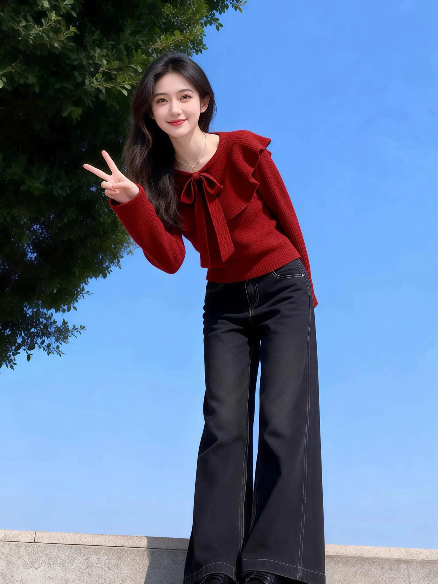 경관 그림 세련된 품격 단색 프릴 스웨터 여자 2026 봄 새로운 작은 키 미니멀리즘 니트 맨위 상세 이미지 8