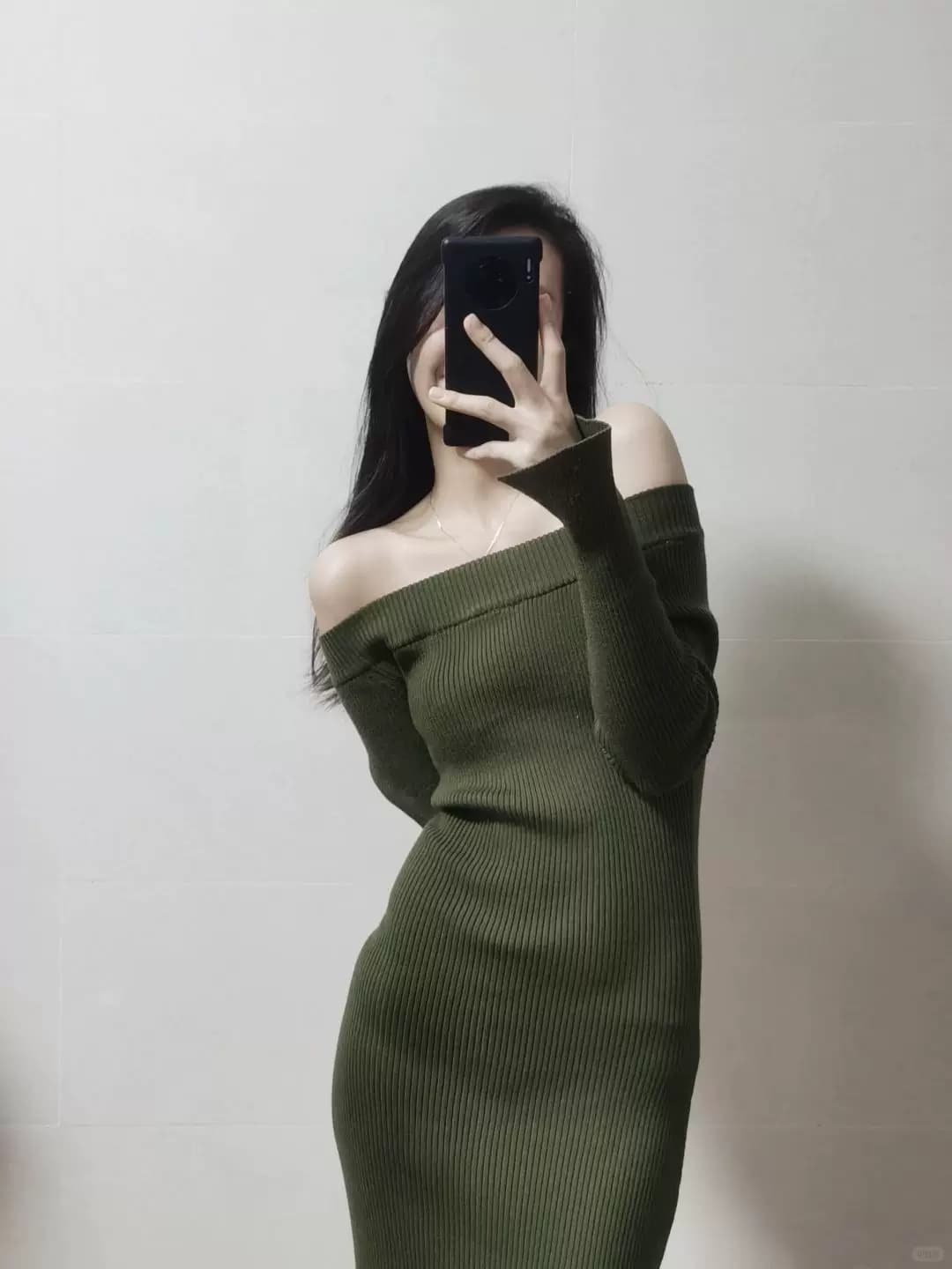 품격 명문 여성 롱 코트 생일 연례 회의 예복 고급 빛 럭셔리 작은 대중 섹시함 오프숄더 니트 드레스 가을 상세 이미지 7