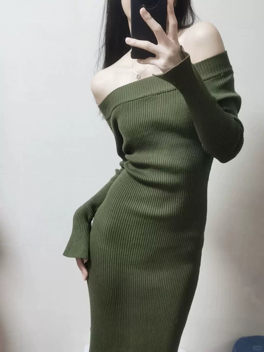 품격 명문 여성 롱 코트 생일 연례 회의 예복 고급 빛 럭셔리 작은 대중 섹시함 오프숄더 니트 드레스 가을 상세 이미지 9