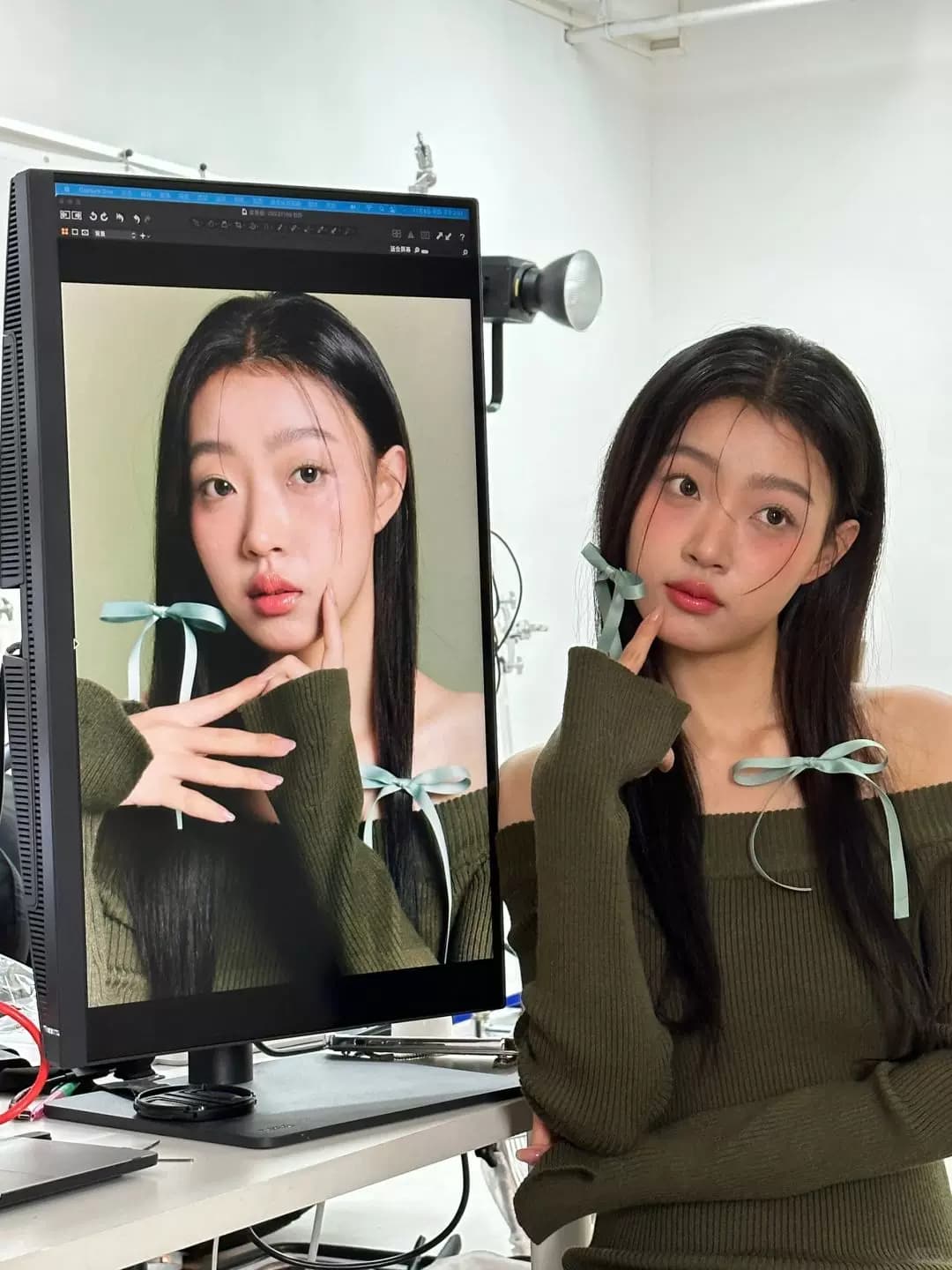 품격 명문 여성 롱 코트 생일 연례 회의 예복 고급 빛 럭셔리 작은 대중 섹시함 오프숄더 니트 드레스 가을 상세 이미지 10