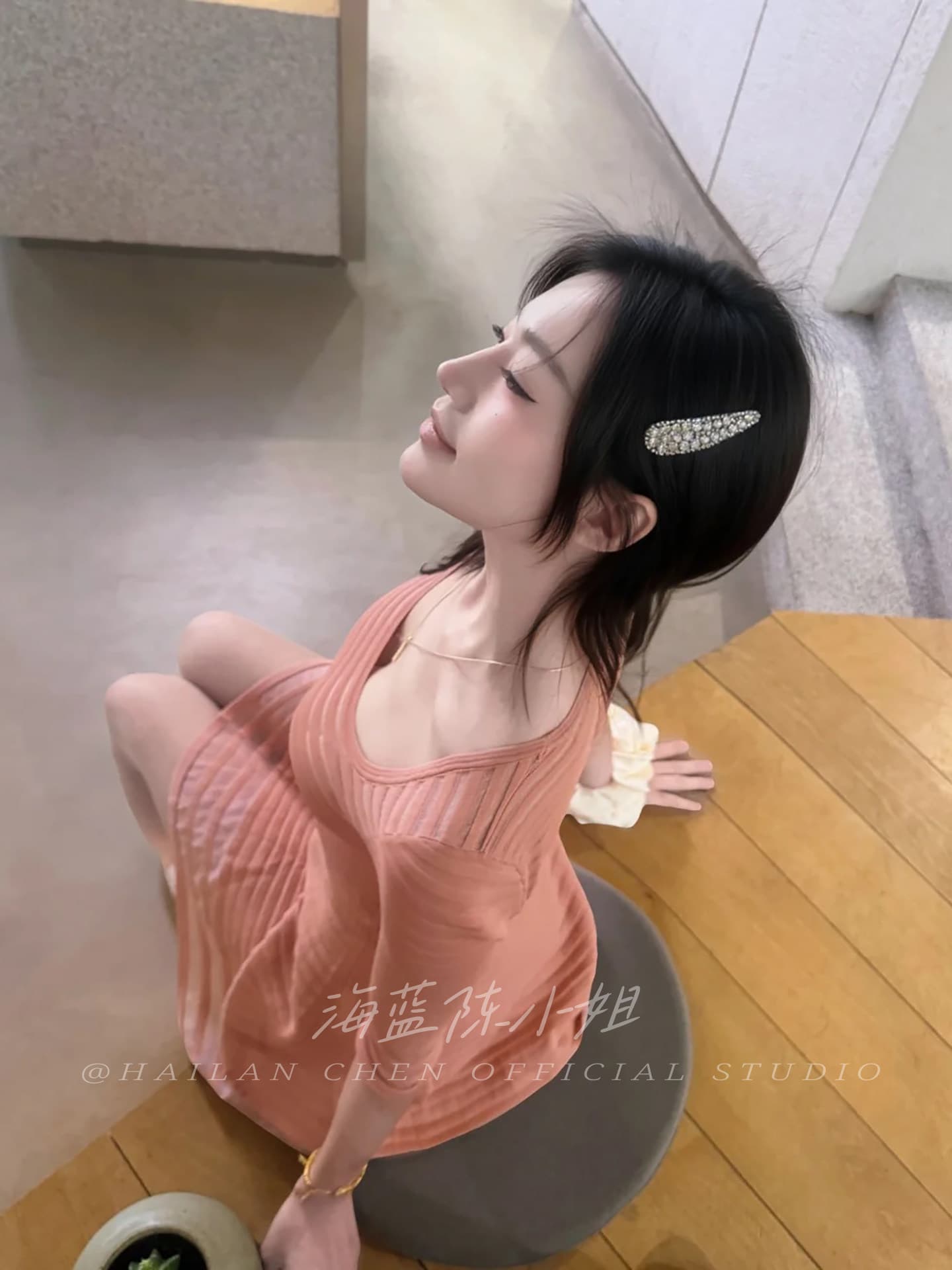 프랑스식 명문 여성 부드러운 바람 품격 핑크색 드레스 그레이트 과소 평가 럭셔리 고급 센스 허리 수축 달콤한 매운맛 바람 퍼프 스커트 상세 이미지 8