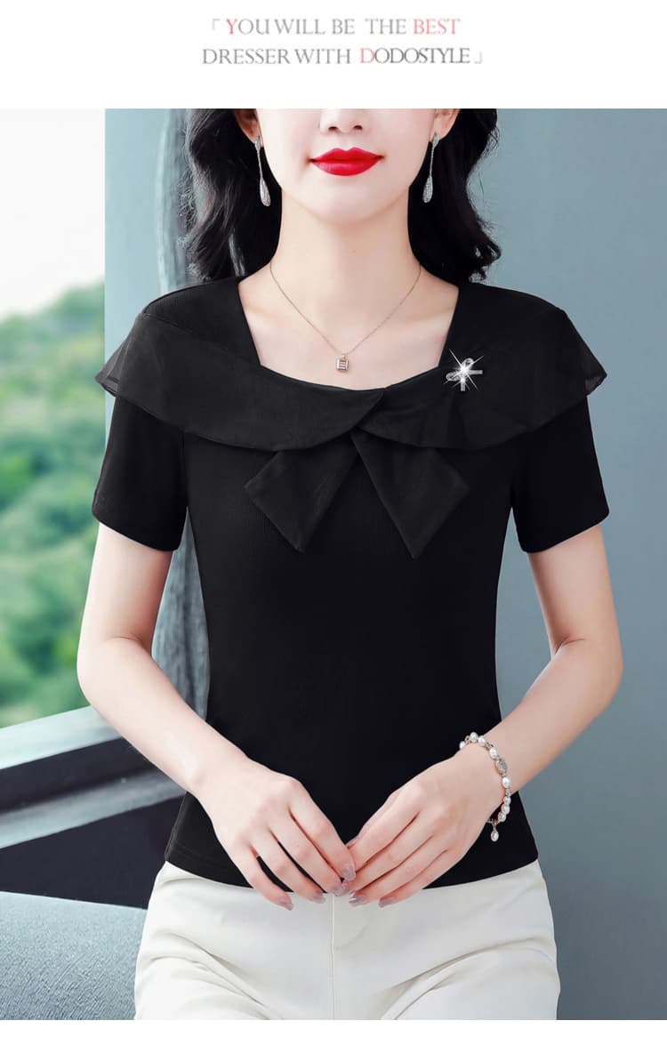 긴팔 티셔츠 여성 2026 년 새로운 여름 여성 의류 긍정적 인 어깨 불규칙 맨위 디자인 센스 긴팔 동정 상세 이미지 19