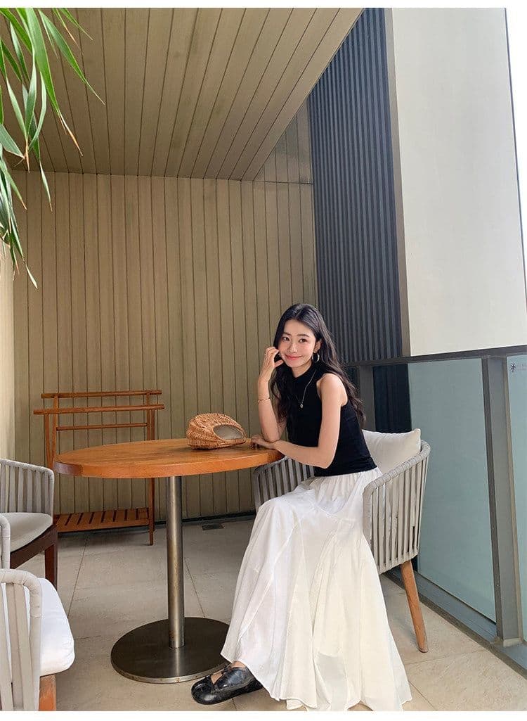 반하이넥 민소매 니트 스웨터 여성 여름 스택 착용 정장 인사이드 가져 가라. 몸매 가꾸기 기본 셔츠 쇼트 스타일 어깨 조끼 맨위 상세 이미지 18