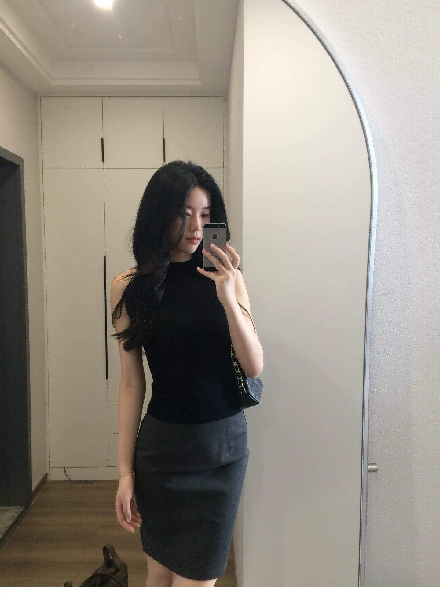 검정색 반하이넥 니트 캐미솔 여름 외출용 인사이드 가져 가라. 아메리칸 핫걸 몸매 가꾸기 쇼트 스타일 민소매 맨위 상세 이미지 6