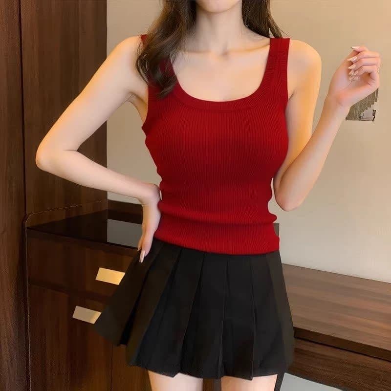 빨간색 캐미솔 인사이드 가져 가라. 정장 여름 표지 대리인 우유 외출용 노출 방지 민소매 만나는 얼음 실크 니트 맨위 상세 이미지 3
