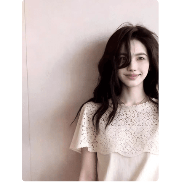 디자인 센스 작은 대중 레이스 홀로우 아웃 페이크 레이어드 반팔 티셔츠 여성 고유 한 아름다운 자이언트 잘 생긴 루즈핏 맨위 여름 이미지 3