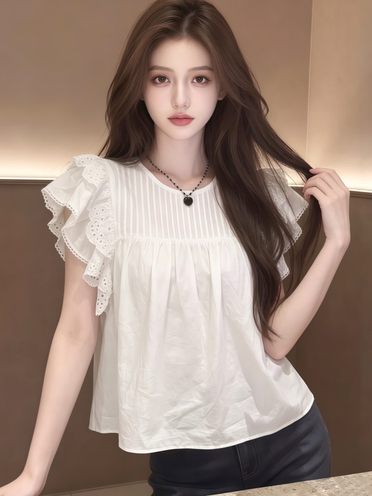 화이트 반팔 셔츠 여자 2026 새로운 여름 여성 그레이트 봐라. 프랑스식 사소한 아름다운 맨위 셔츠 서비스 상세 이미지 3