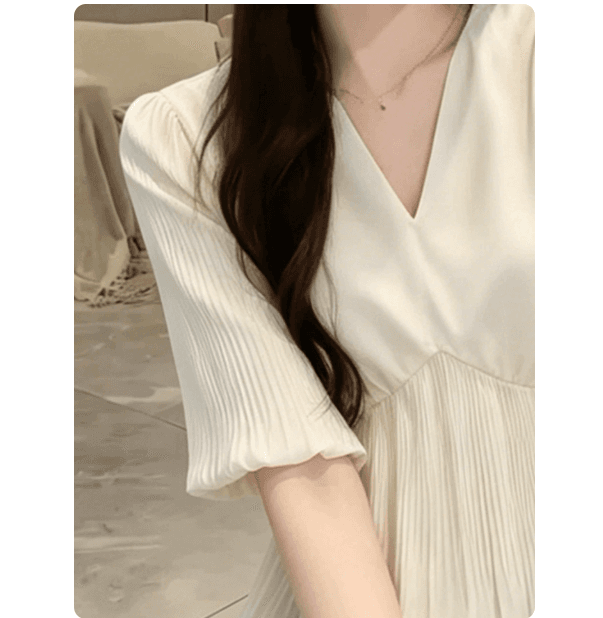패션 빛 요리 한 고급 센스 살구 색상 V넥 프릴 5 점 소매 여성 셔츠 여름 섹션 슈퍼 잘 생긴 출퇴근 셔츠 이미지 3
