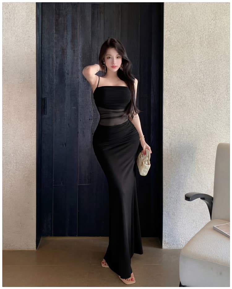 실사 빛 럭셔리 고급 센스 순수한 욕망 핫걸 바람 망사 슬립 여성 드레스 여름 섹시함 몸매 가꾸기 타이트 스커트 롱 스커트 상세 이미지 28