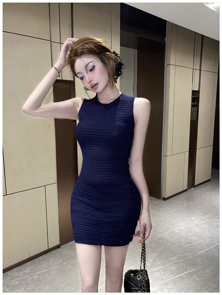 실사 섹시함 로얄 자매 순수한 욕망 핫걸 조끼 타이트 스커트 여성 여름 몸매 가꾸기 디스플레이 몸 니트 드레스 짧은 치마 상세 이미지 14