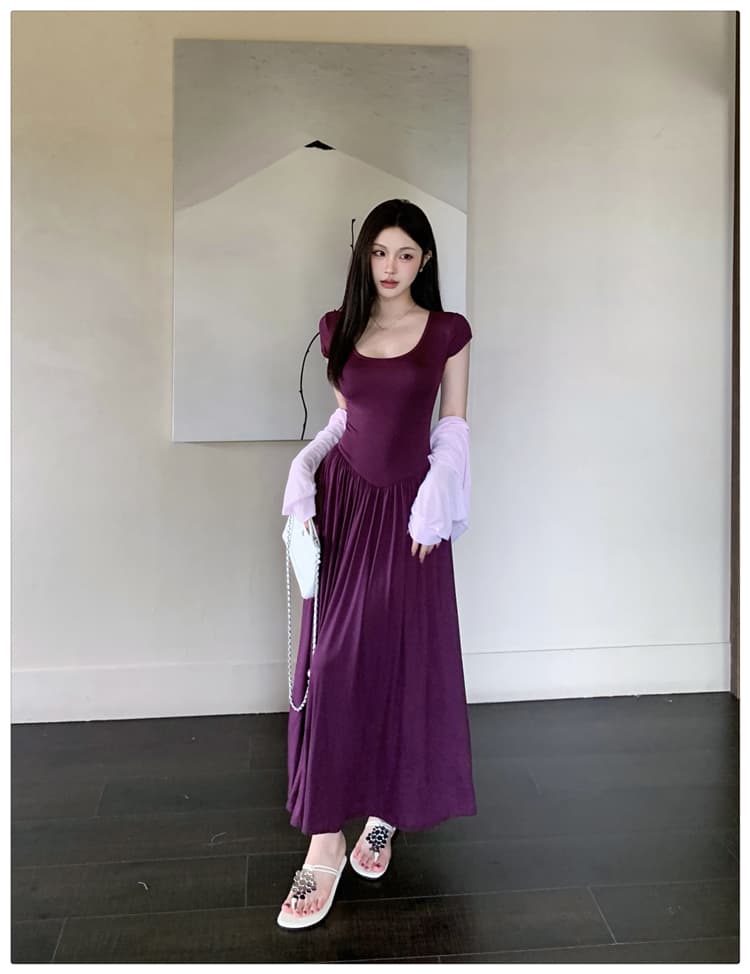 2026 이른 가을 착용 가져 가라. 전체 집합 순수한 욕망 바람 오픈 가디건 반팔 여성 드레스 부드러운 바람 허리 수축 슬림해 보이는 투피스 세트 상세 이미지 10