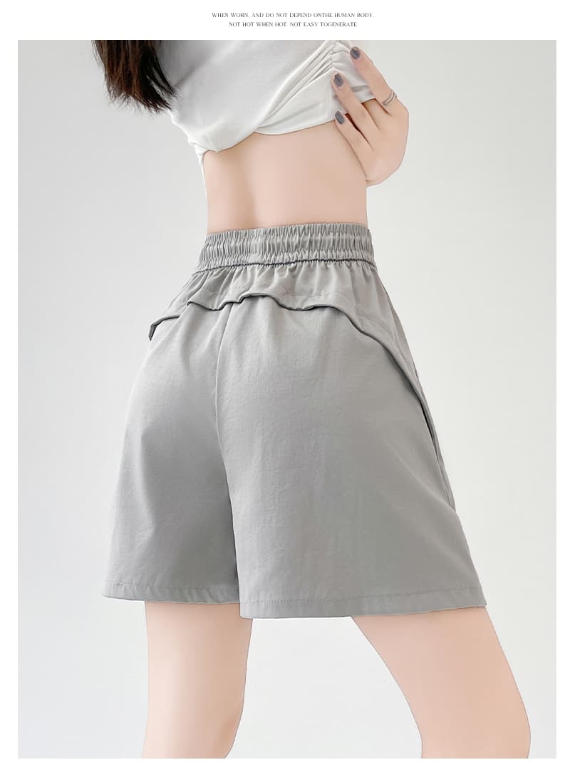 실사 아메리칸 속도 건조한 워크웨어 반바지 여성 여름 하이웨이스트 한 마디 운동 오부 바지 얼음 실크 캐주얼 와이드 레그 팬츠 어린이 상세 이미지 32