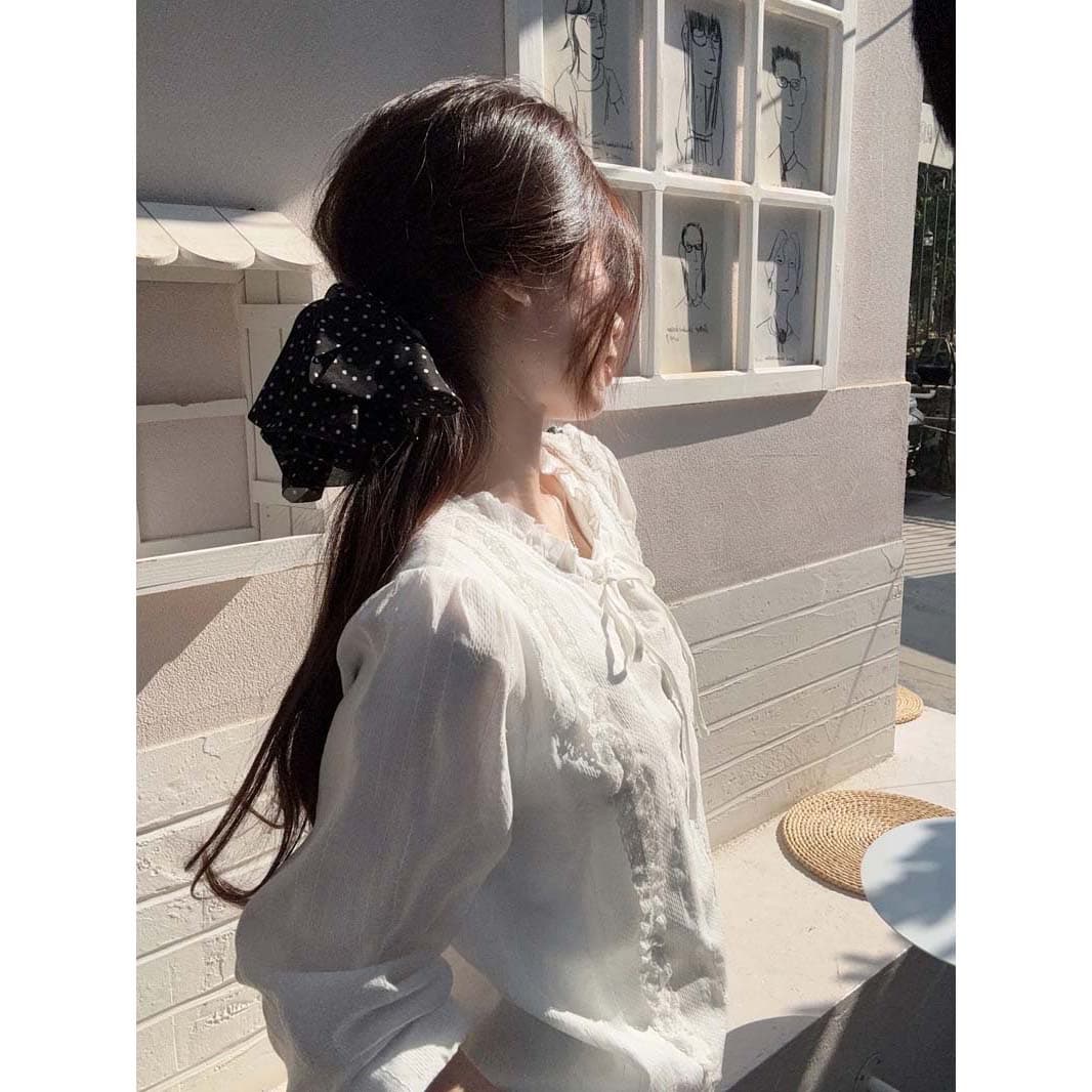 한 부서 화이트 레이스 칼라 긴팔 셔츠 여성 의류 2026 봄 슈퍼 잘 생긴 Chic 품격 캐주얼 다용도 맨위 상세 이미지 6