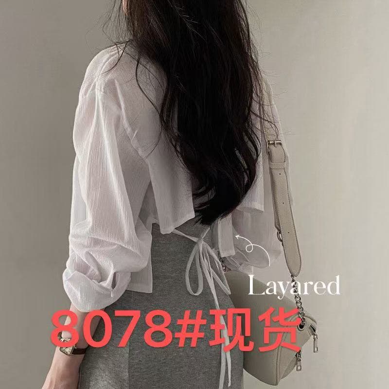 한국 ins 여름 긴팔 자외선 차단 셔츠 작은 심장 기계 뒤로 스트랩 셔츠