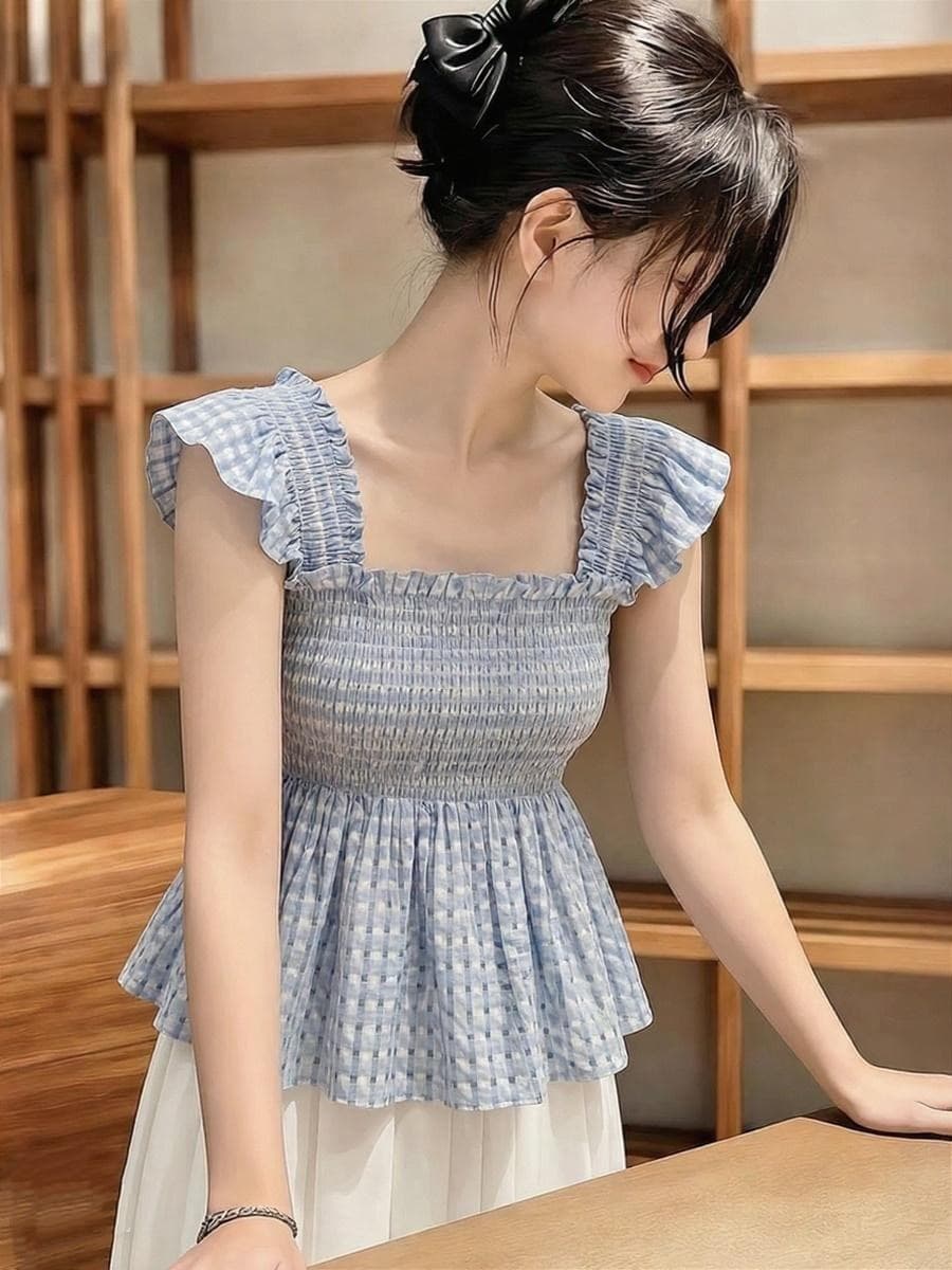 선전 남쪽 기름 여성 의류 프랑스식 달콤한 스타일 광장 칼라 Feifei 소매 셔츠 2026 여름 연령 감소 외국 가스 맨위 이미지 3
