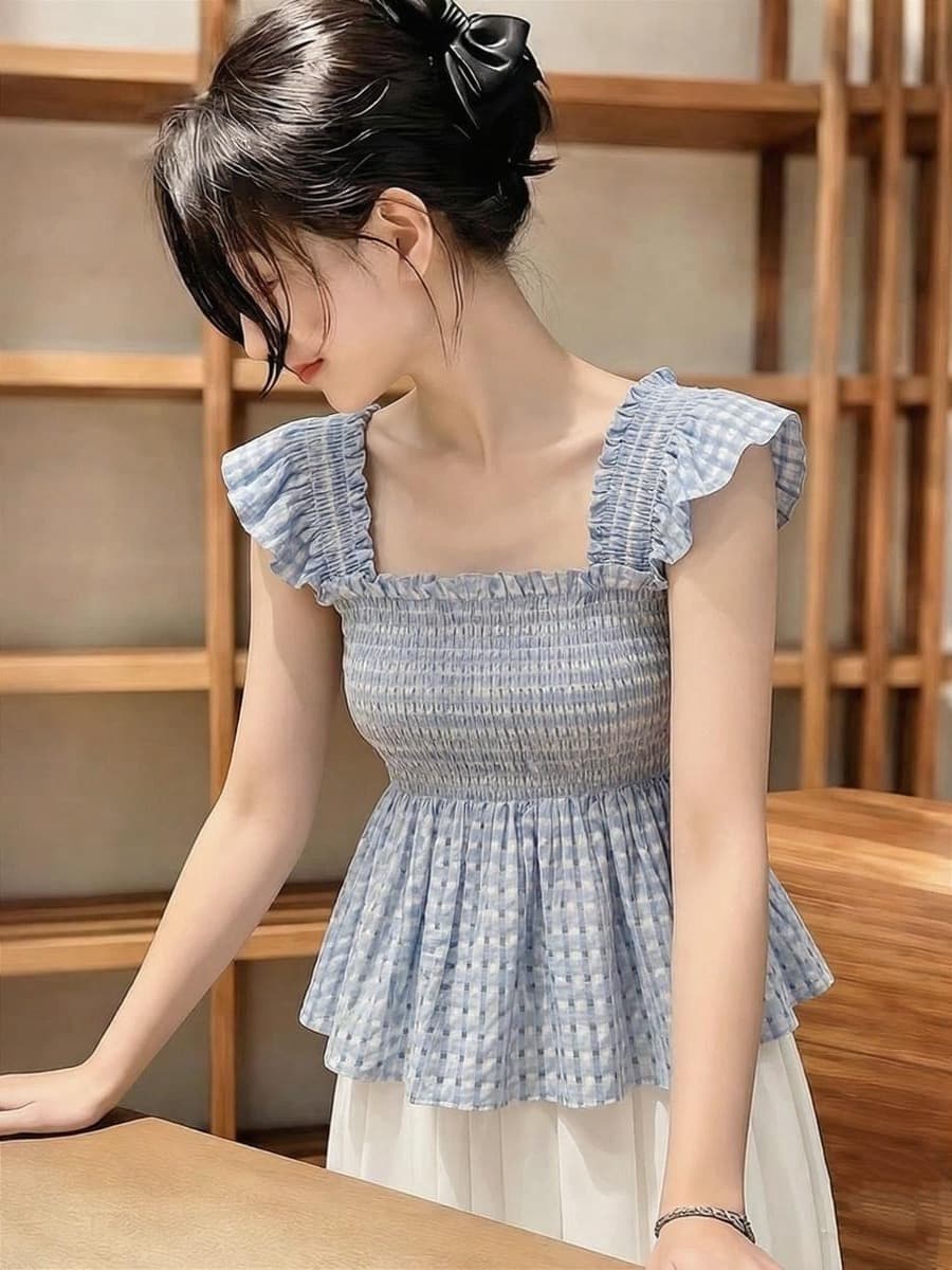 선전 남쪽 기름 여성 의류 프랑스식 달콤한 스타일 광장 칼라 Feifei 소매 셔츠 2026 여름 연령 감소 외국 가스 맨위 이미지 4