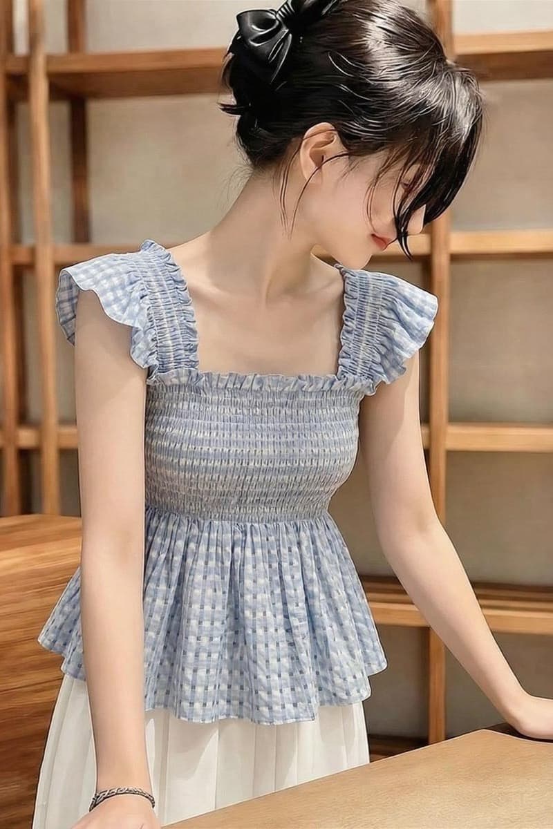 선전 남쪽 기름 여성 의류 프랑스식 달콤한 스타일 광장 칼라 Feifei 소매 셔츠 2026 여름 연령 감소 외국 가스 맨위