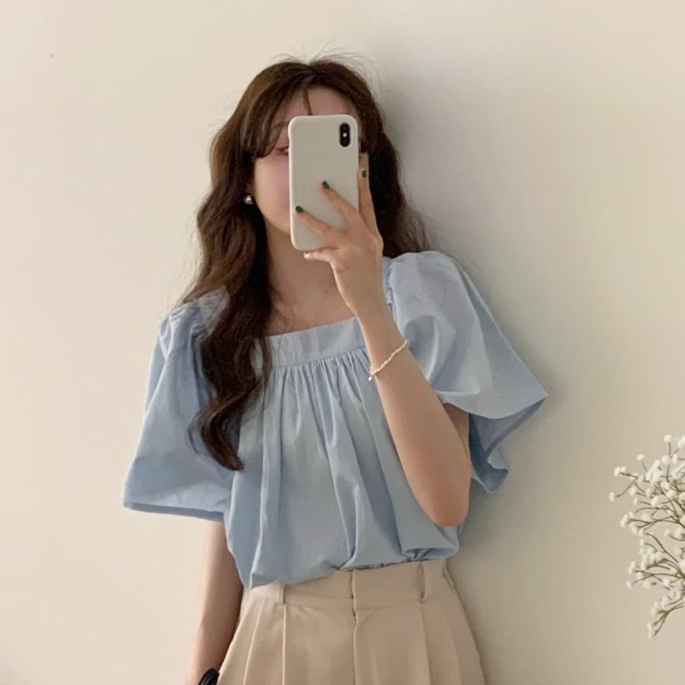 외국 가스 달콤함 작은 날다 소매 반팔 인형 셔츠 여성 여름 디자인 센스 루즈핏 연령 감소 Chic 아름다운 작은 셔츠 맨위 이미지 3