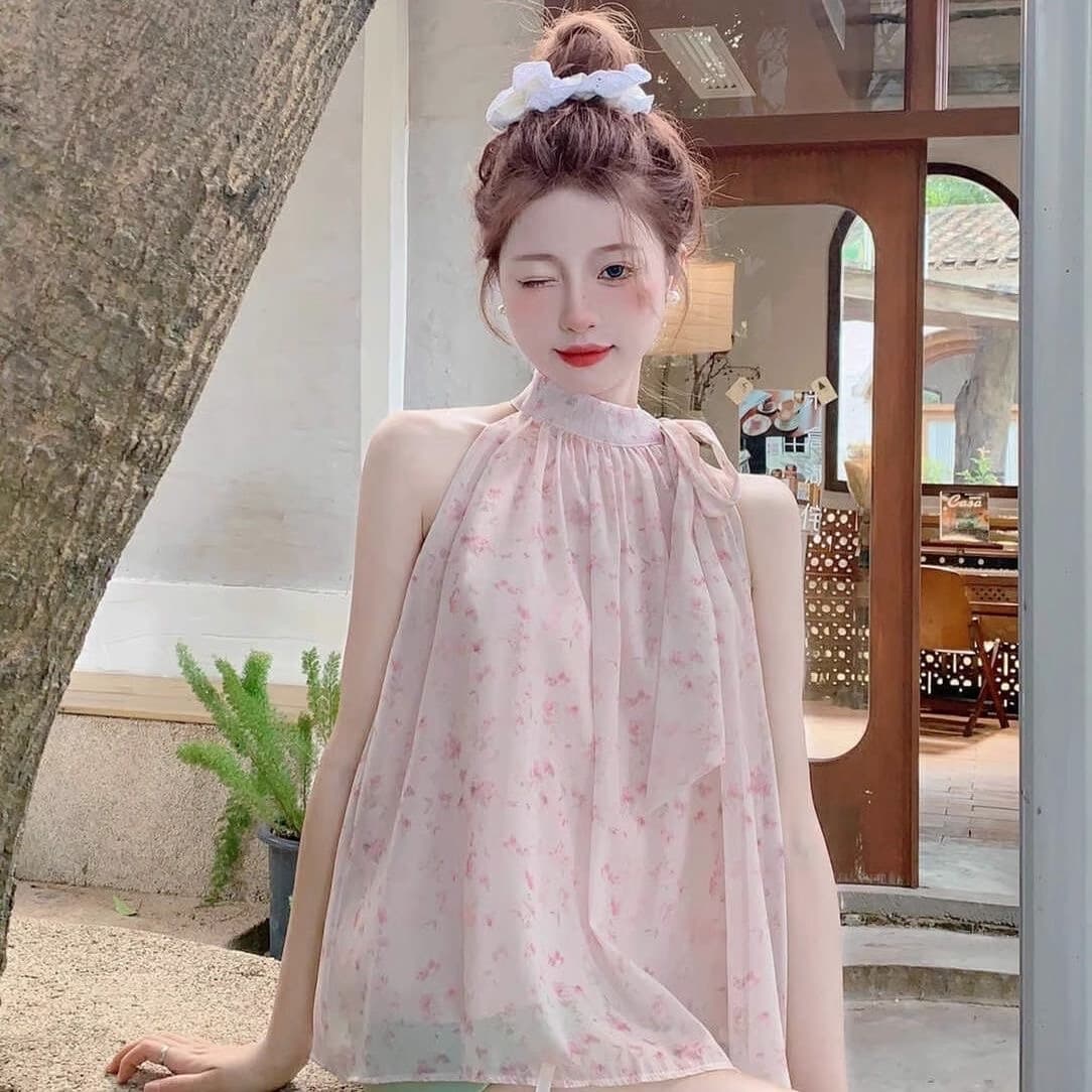 원본 쉬폰 원단 있음 네리 셔츠 프랑스식 레트로 품격 달콤한 매운맛 오프숄더 바다 측면 민소매 가짜 맨위 상세 이미지 9