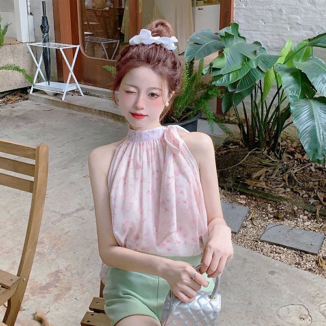 원본 쉬폰 원단 있음 네리 셔츠 프랑스식 레트로 품격 달콤한 매운맛 오프숄더 바다 측면 민소매 가짜 맨위 상세 이미지 11