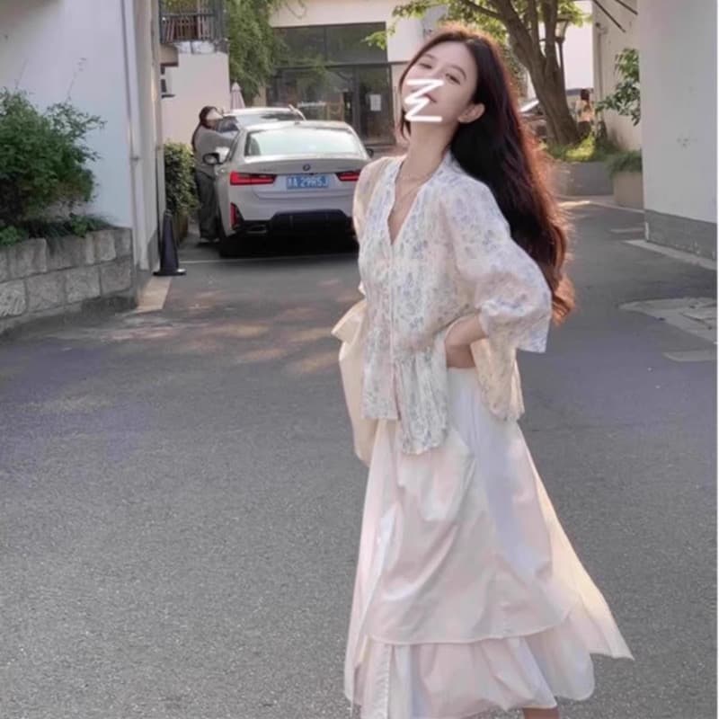2026 새로운 문예 우아한 품격 다용도 V넥 레이스 인형 셔츠 맨위 셔츠 5 점 소매 작은 청신 ins 상세 이미지 4