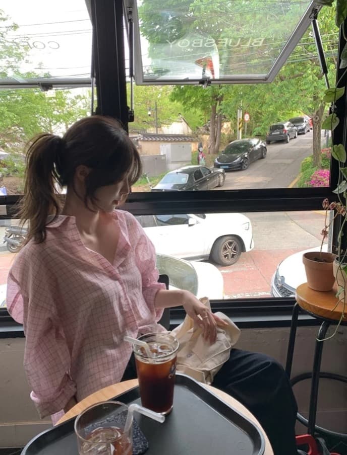 한국 ins 달콤함 소녀 얇은 스타일 자외선 차단 루즈핏 체크무늬 긴팔 셔츠 이미지 3