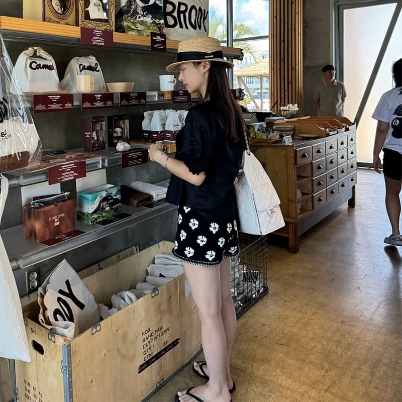 chic 한국 스타일 작은 대중 품격 거품 소매 나비 넥타이 셔츠 상세 이미지 5