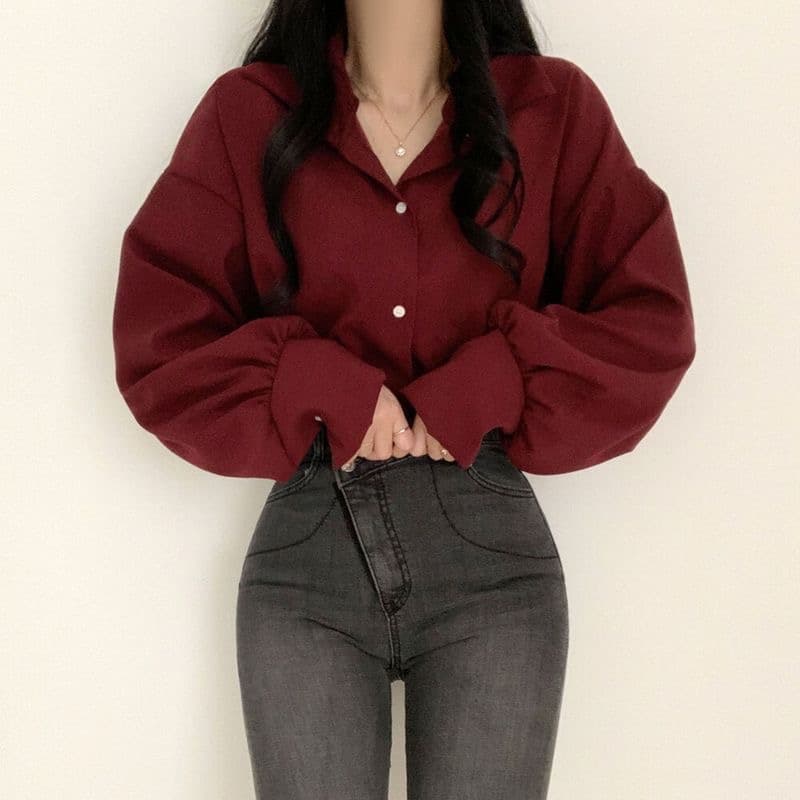 프랑스식 Chic 맨위 여성 한 부서 chic 품격 레트로 빨간색 셔츠 디자인 센스 작은 대중 봄 드레스 셔츠 인사이드 가져 가라. 상세 이미지 1