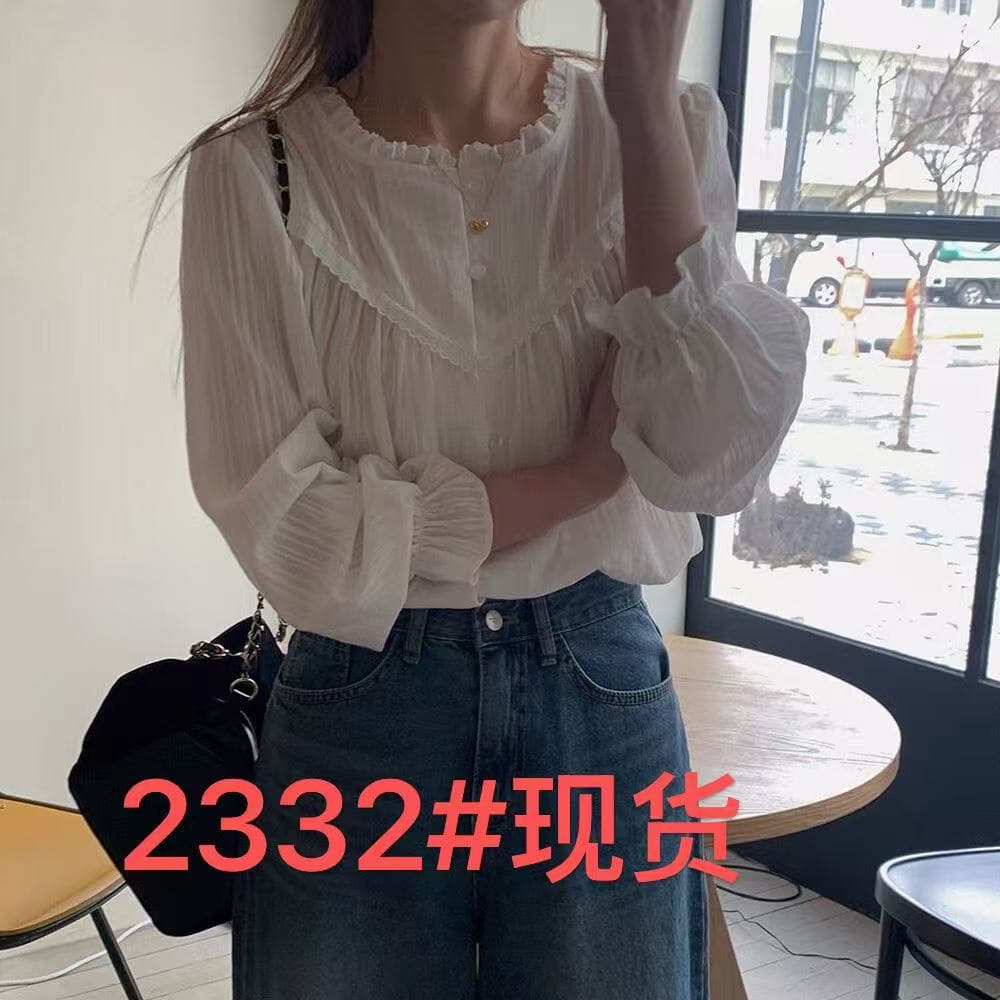 있음 선적 가을의 날 머리말 시 프랑스식 레이스 칼라 여성 셔츠 작은 키 부드러운 바람 Chic 인사이드 가져 가라. 셔츠