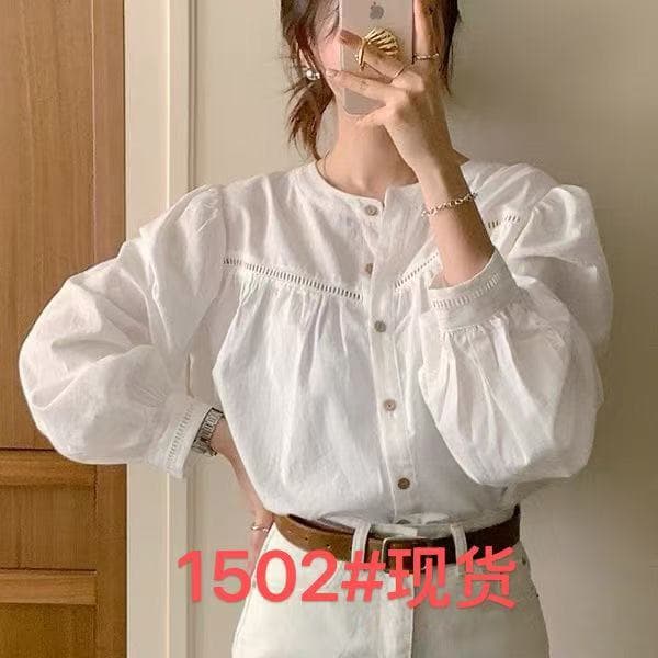프랑스식 레트로 스탠드 칼라 셔츠 가을 2026 새로운 맨위 루즈핏 긴팔 캐주얼 셔츠 작은 키