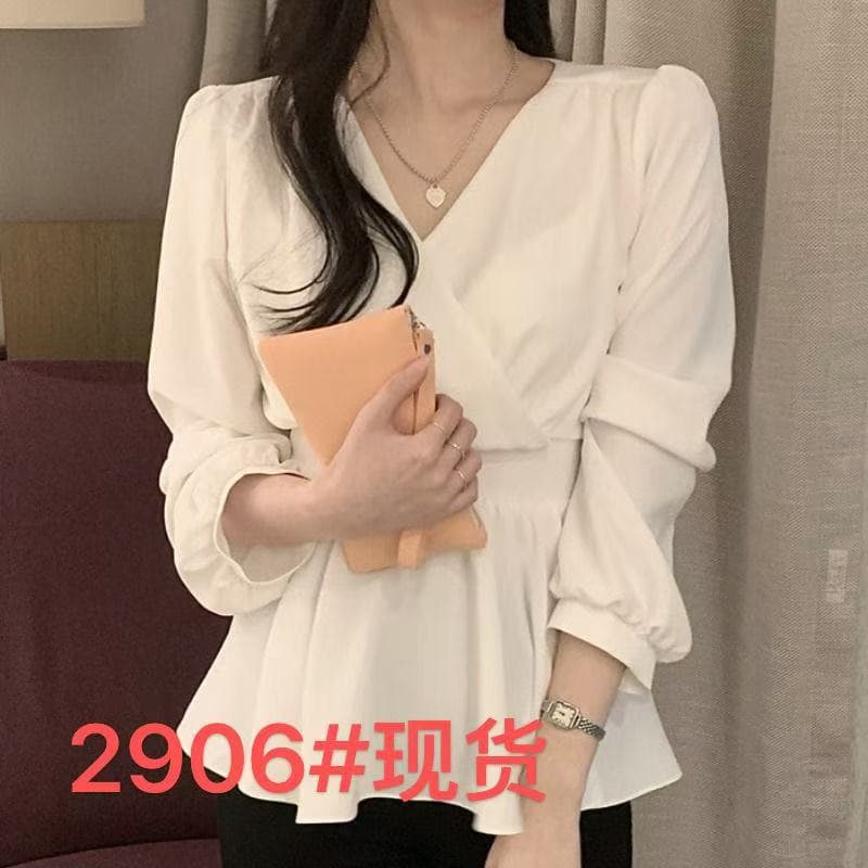 시폰 셔츠 여성 2026 이른 봄 새로운 우아함 V넥 슈퍼 요정 달콤함 품격 허리 수축 레이스업 긴팔 셔츠 맨위
