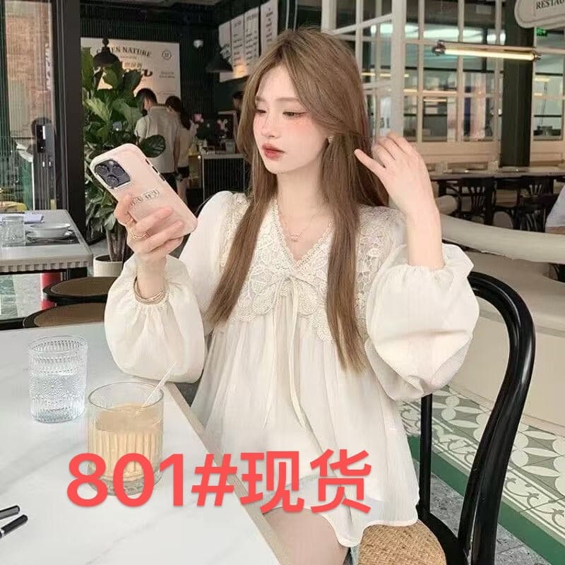 프랑스식 소녀 센스 여성 셔츠 2026 새로운 봄 가을 디자인 센스 작은 대중 긴팔 작은 셔츠 외국 가스 연령 감소 셔츠