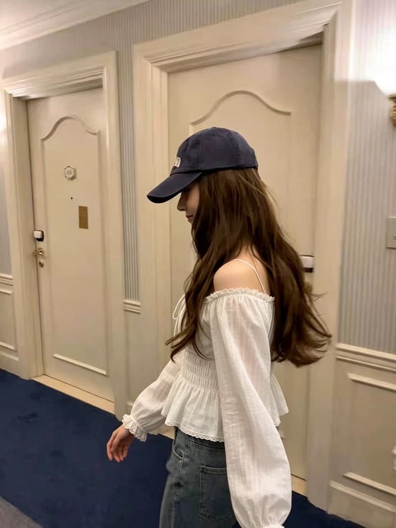 한 부서 ins 부드러운 레이스 장식 질감 센스 밑단 프릴 셔츠 허리 수축 슬림해 보이는 맨위 상세 이미지 2