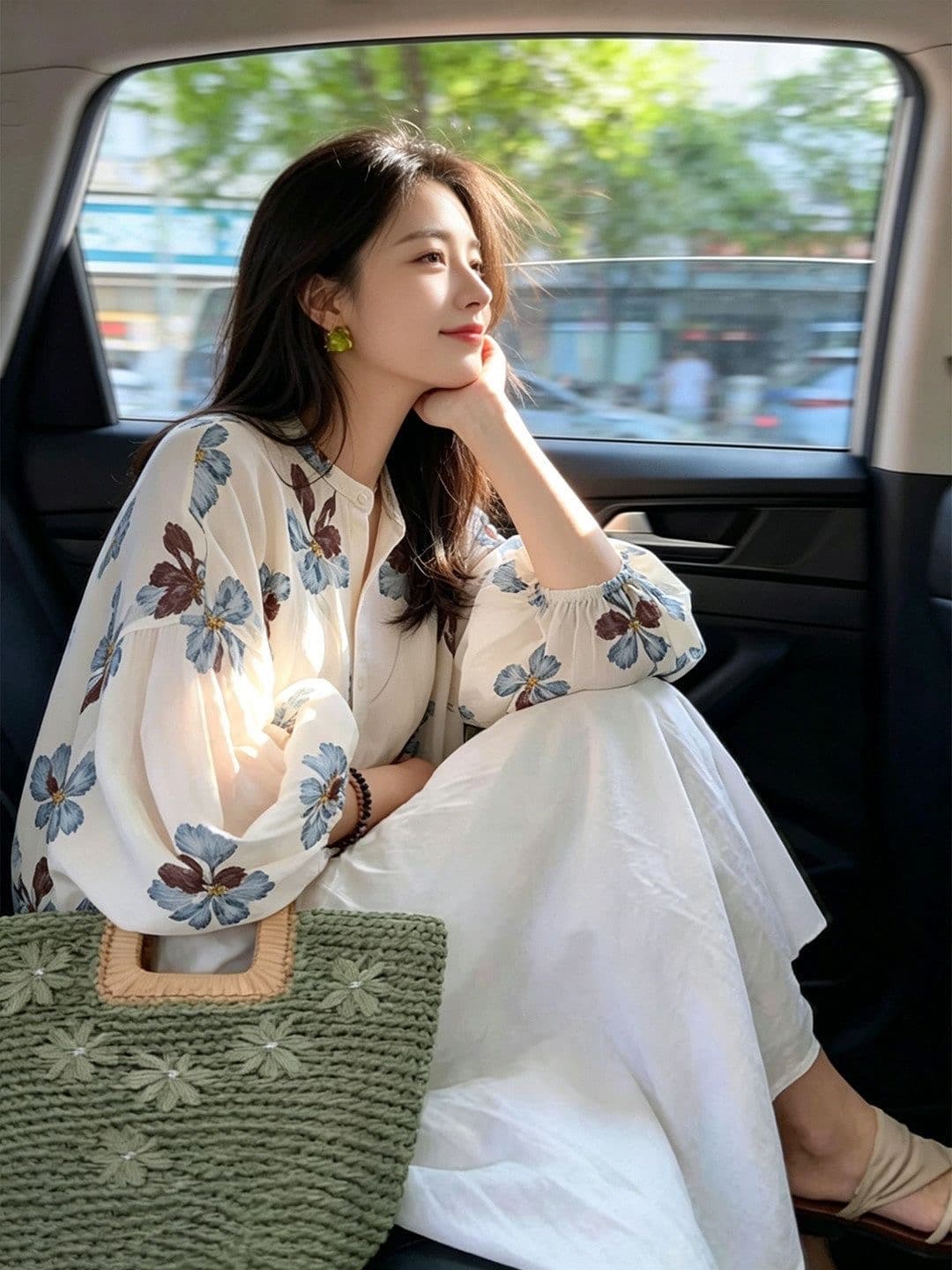 프랑스식 꽃무늬 루즈핏 셔츠 슬림해 보이는 다용도 표지 배 미시 상세 이미지 5