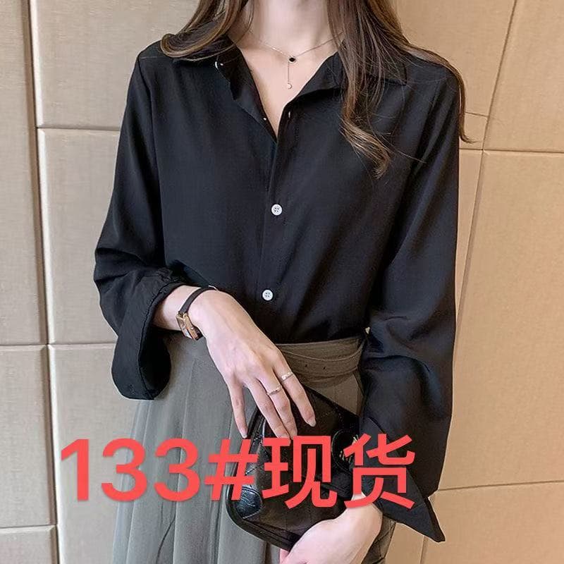빅 사이즈 여성 의류 2026 봄 가을 새로운 루즈핏 쉬폰 화이트 여성 셔츠 경력 긴팔 패션 한 물품 셔츠 맨위