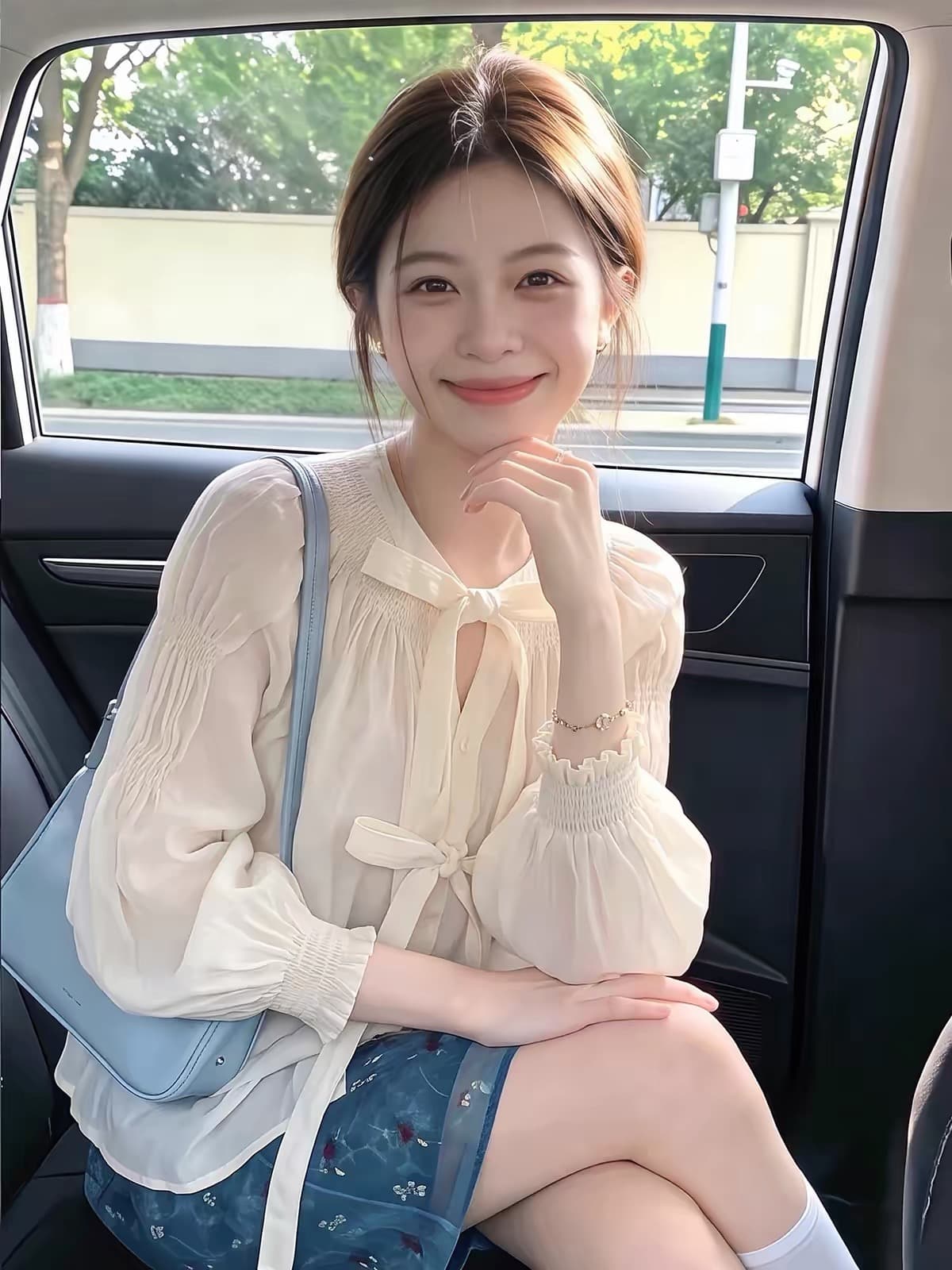 나비 매듭 벌룬 소매 시폰 셔츠 여성 여름 한국 스타일 chic 빛 요리 한 바람 루즈핏 셔츠 작은 대중 디자인 센스 맨위 상세 이미지 6