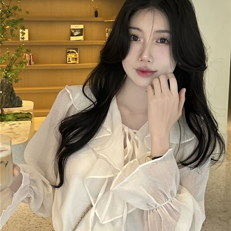 2026 년 봄 새로운 작은 키 디자인 센스 작은 대중 셔츠 맨위 여성 다용도 부드러운 달콤함 긴팔 셔츠 상세 이미지 1