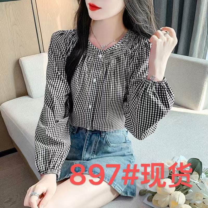 2026 작은 청신 연령 감소 체크무늬 새로운 셔츠 슬림해 보이는 맨위