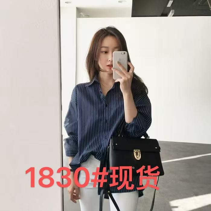 한국 스타일 2026 새로운 캐주얼 만나는 빅 사이즈 루즈핏 셔츠 중간 길이 스트라이프 다용도 여성 셔츠