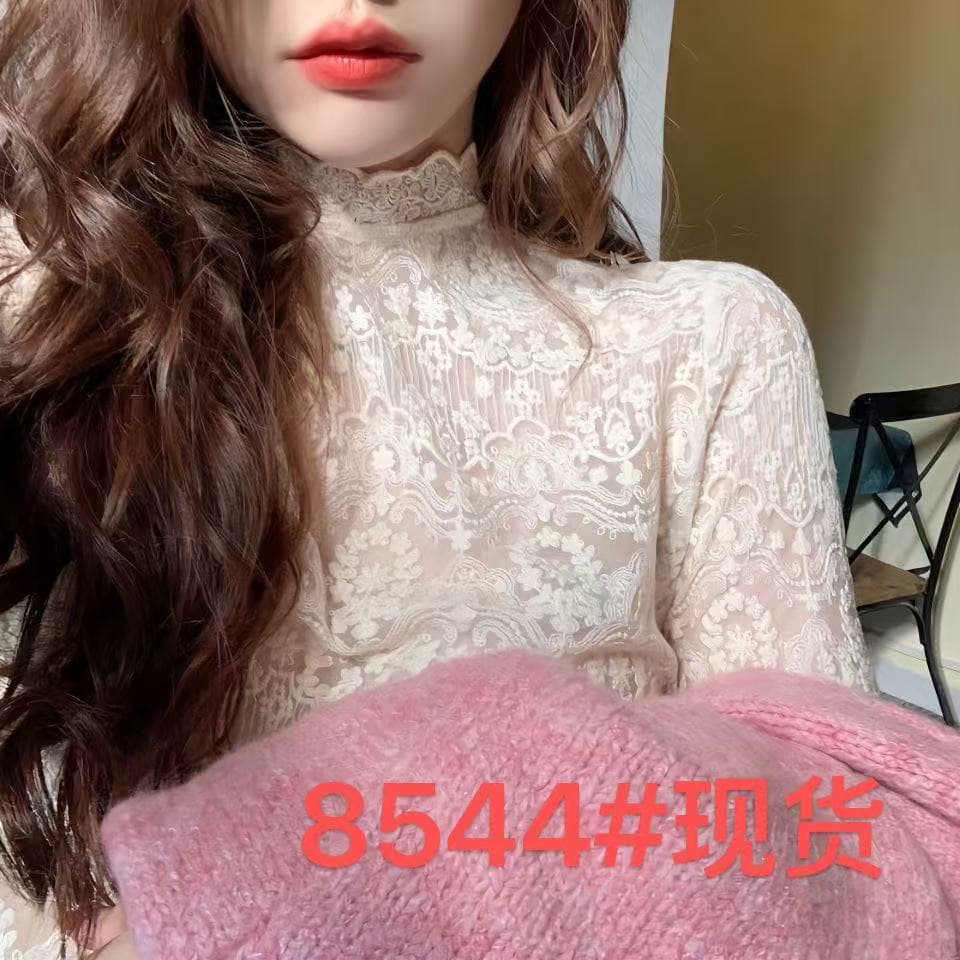 가을 겨울 폭발 2026 슈퍼 요정 새로운 외국 가스 터틀넥 품격 우아함 만나는 다용도 레이스 망사 긴팔 맨위